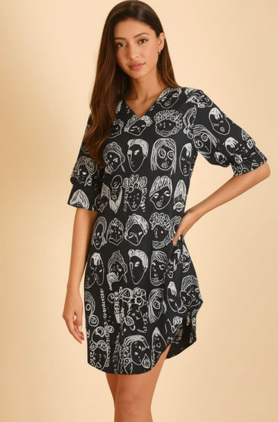 Muse Face Print Dress