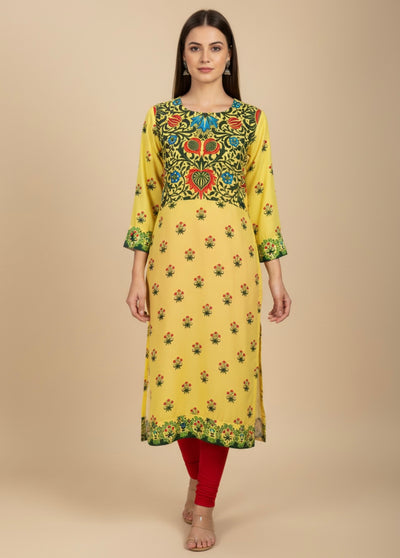Surajmukhi Yellow Cotton Print Tunic