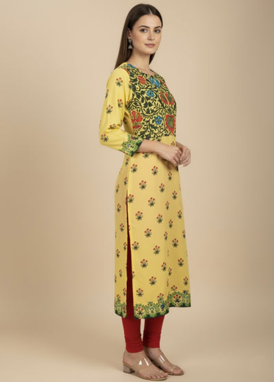 Surajmukhi Yellow Cotton Print Tunic