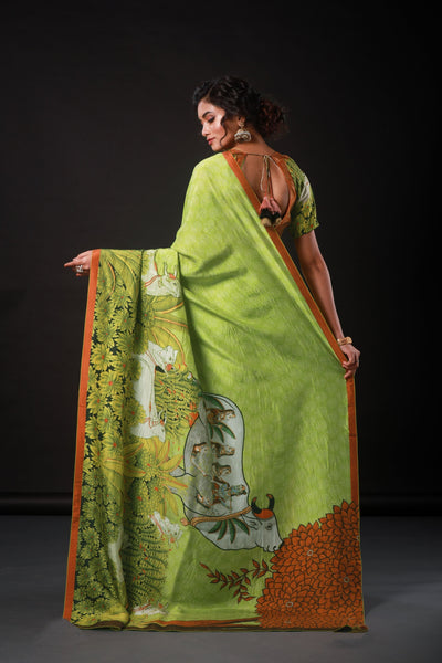 Green Nature artwork saree