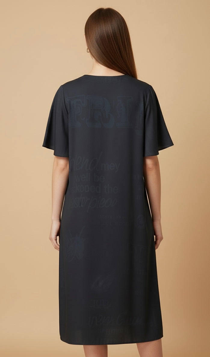 Midnight Chase Satin Print Dress