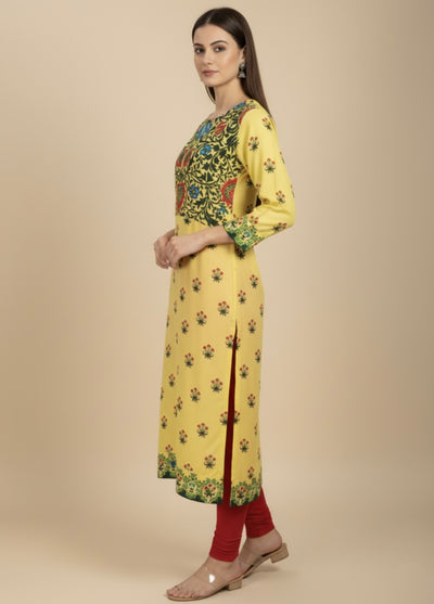 Surajmukhi Yellow Cotton Print Tunic