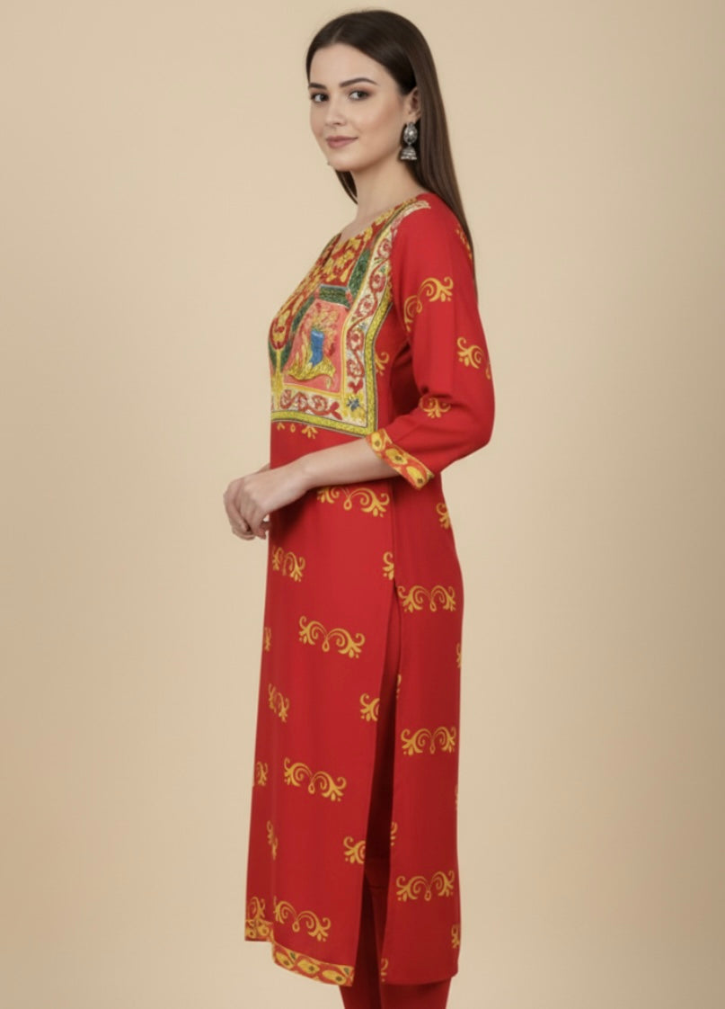Lalima Red Cotton Print Tunic