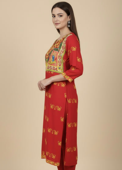 Lalima Red Cotton Print Tunic
