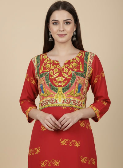 Lalima Red Cotton Print Tunic