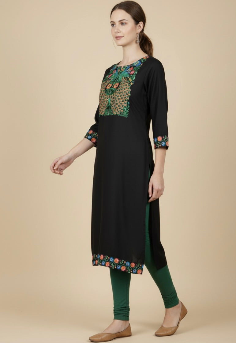 Meher Black Cotton Print Tunic