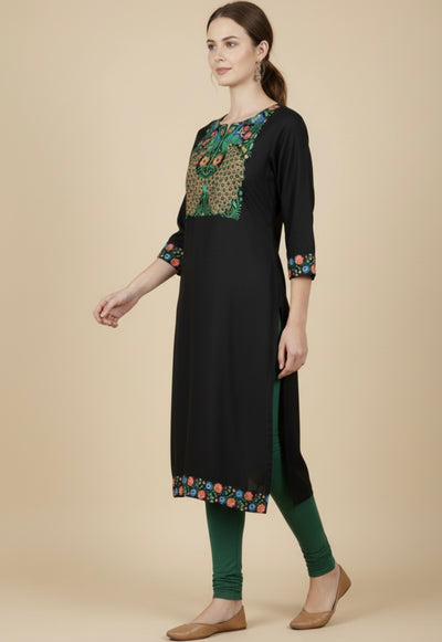 Meher Black Cotton Print Tunic