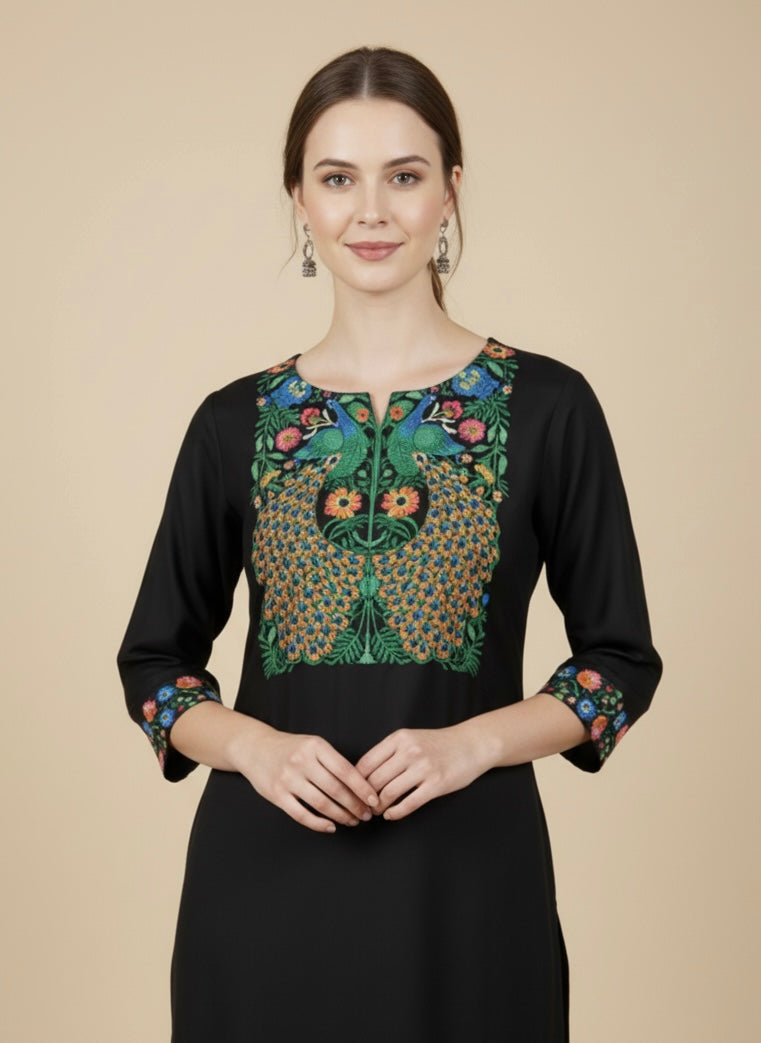 Meher Black Cotton Print Tunic