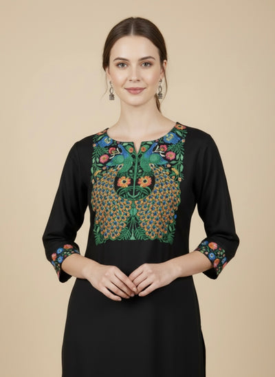 Meher Black Cotton Print Tunic