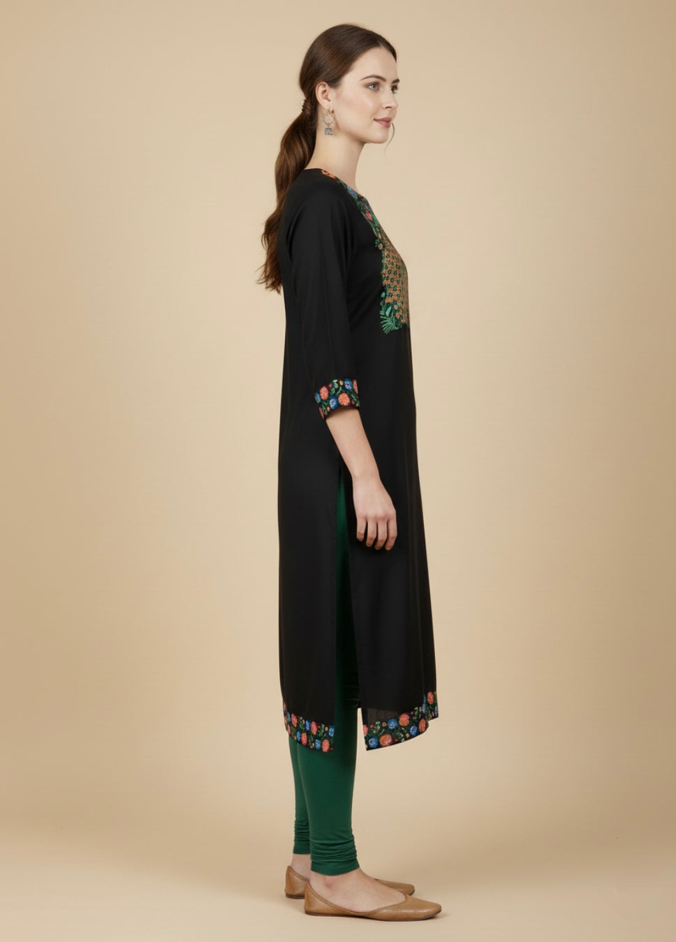 Meher Black Cotton Print Tunic
