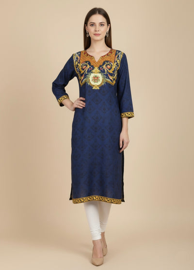 Neelraj Blue Cotton Print Tunic