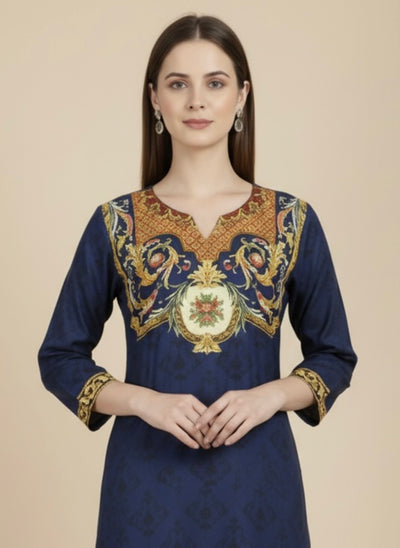 Neelraj Blue Cotton Print Tunic