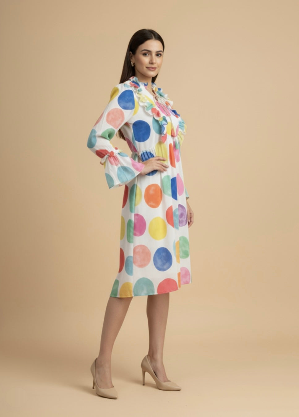 Dot Drama Georgette Print Dress