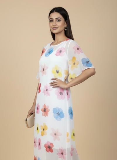 Petal Whisper Georgette Print Dress