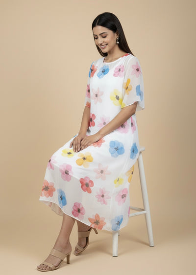 Petal Whisper Georgette Print Dress