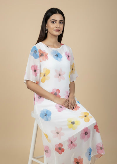 Petal Whisper Georgette Print Dress