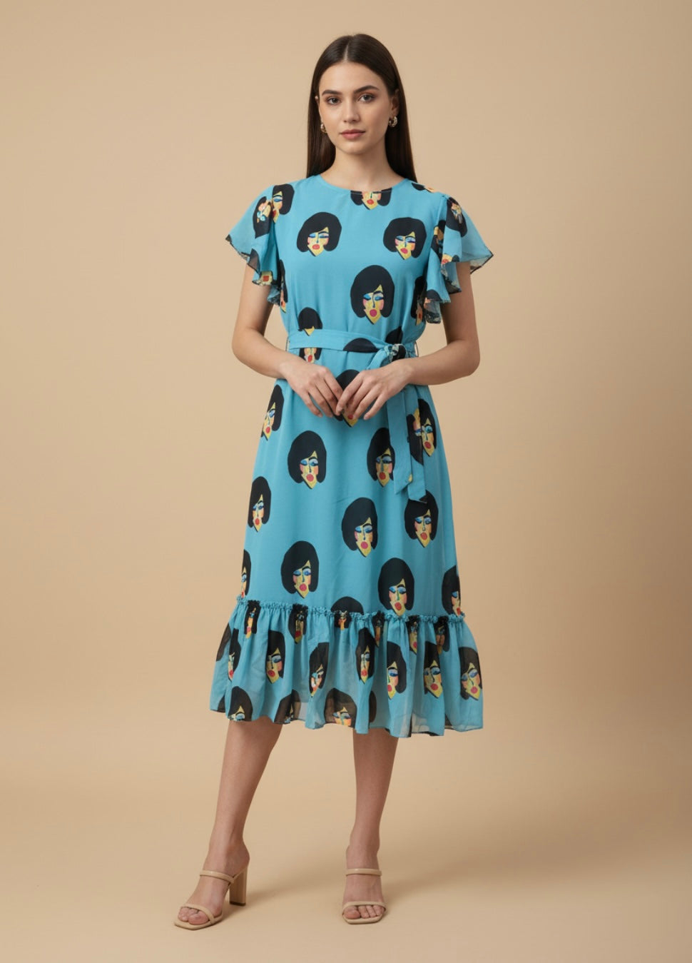 Blue Muse Georgette Print Dress