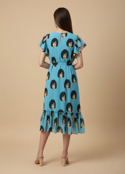 Blue Muse Georgette Print Dress