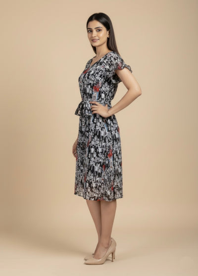 Inked Gaze Georgette Print Dress