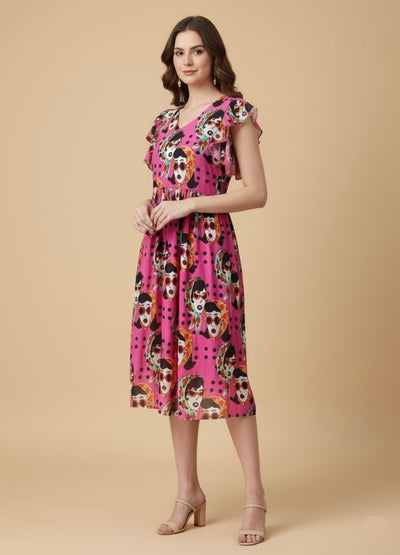 Face & Frill Georgette Print Dress