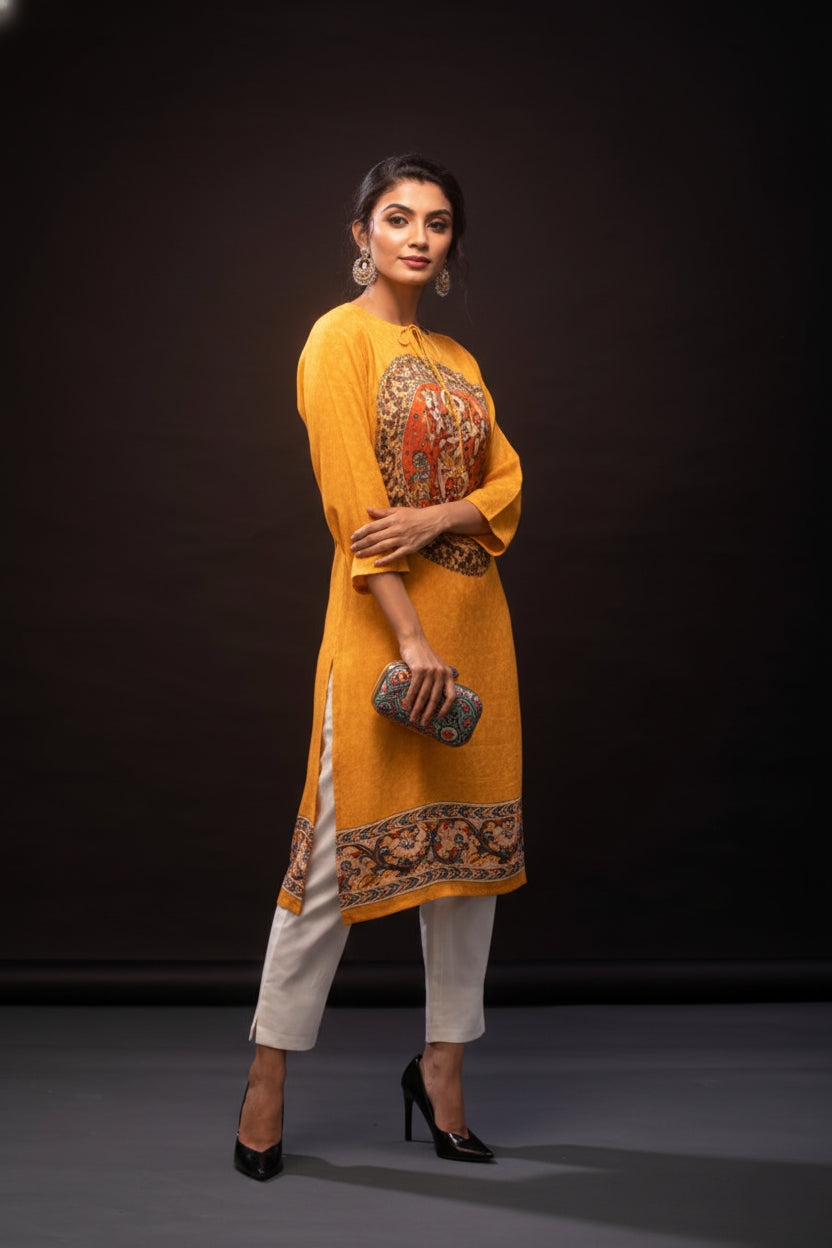 Victory Over Evil Goddess Durga Spun Print Tunic