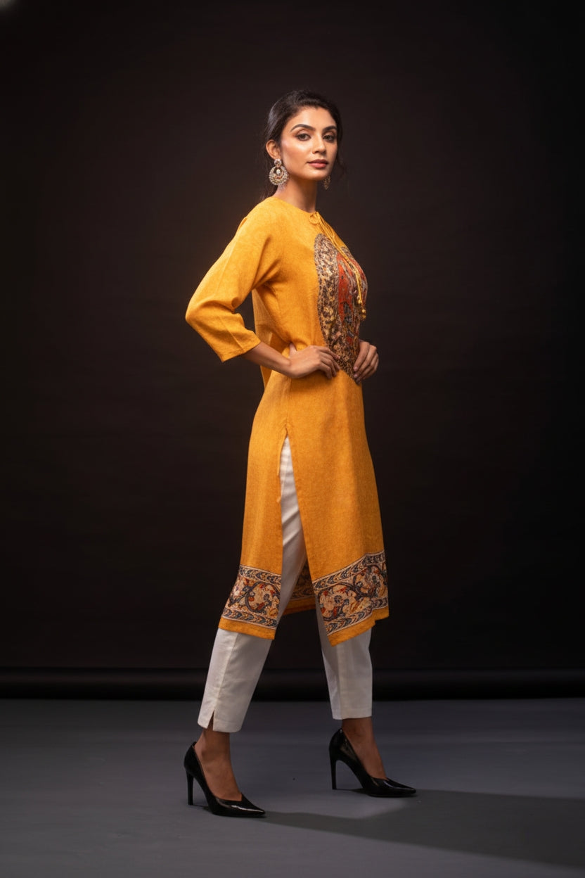 Victory Over Evil Goddess Durga Spun Print Tunic