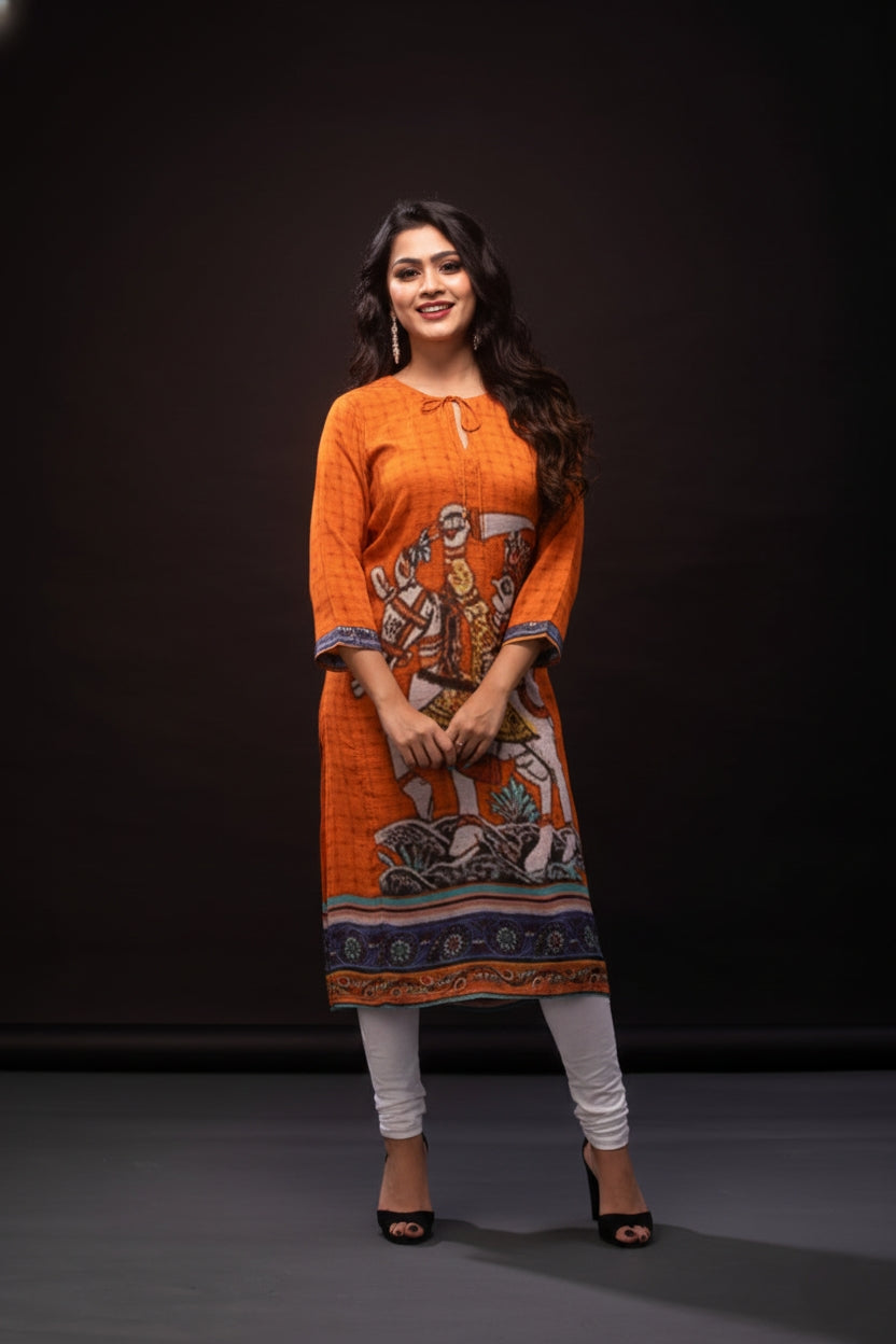 Lord Vishnu Dasavatara Spun Print Tunic