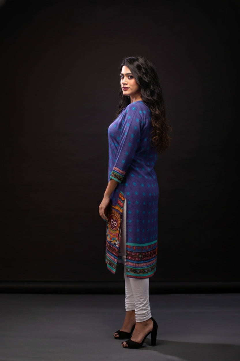 The Celestial Odissi Pattachitra Spun Print Tunic