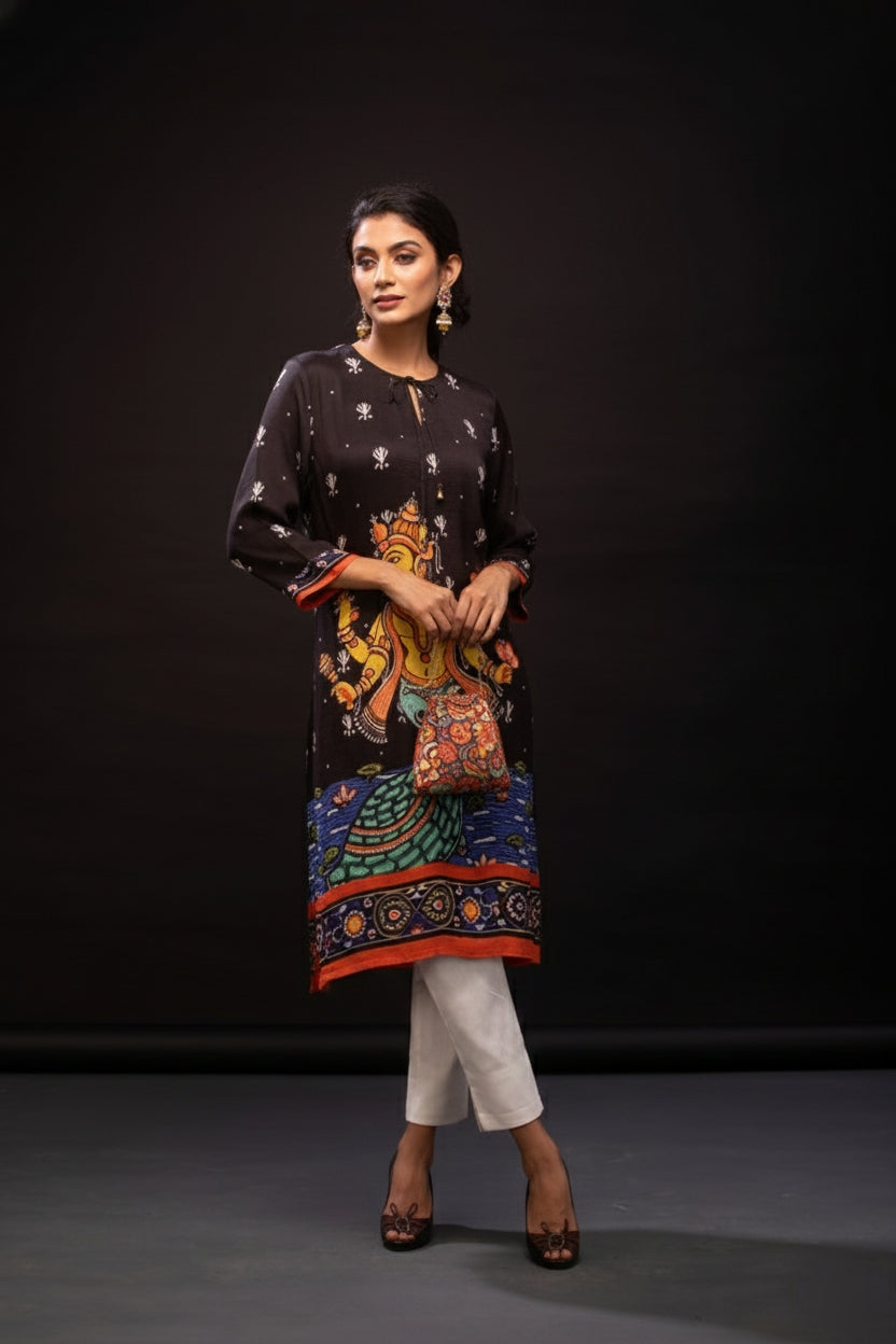 Lord Kurma and Vishnu Spun Print Tunic