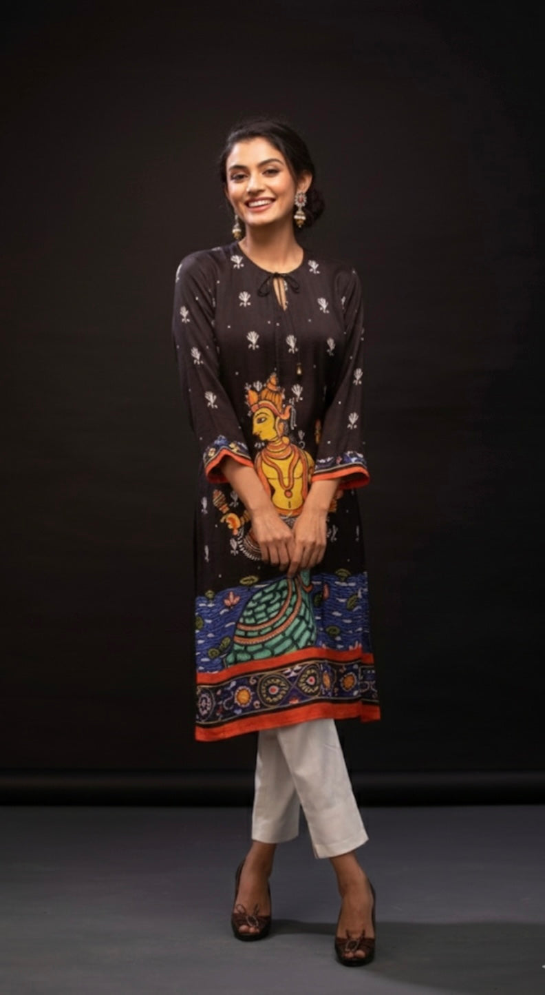 Lord Kurma and Vishnu Spun Print Tunic