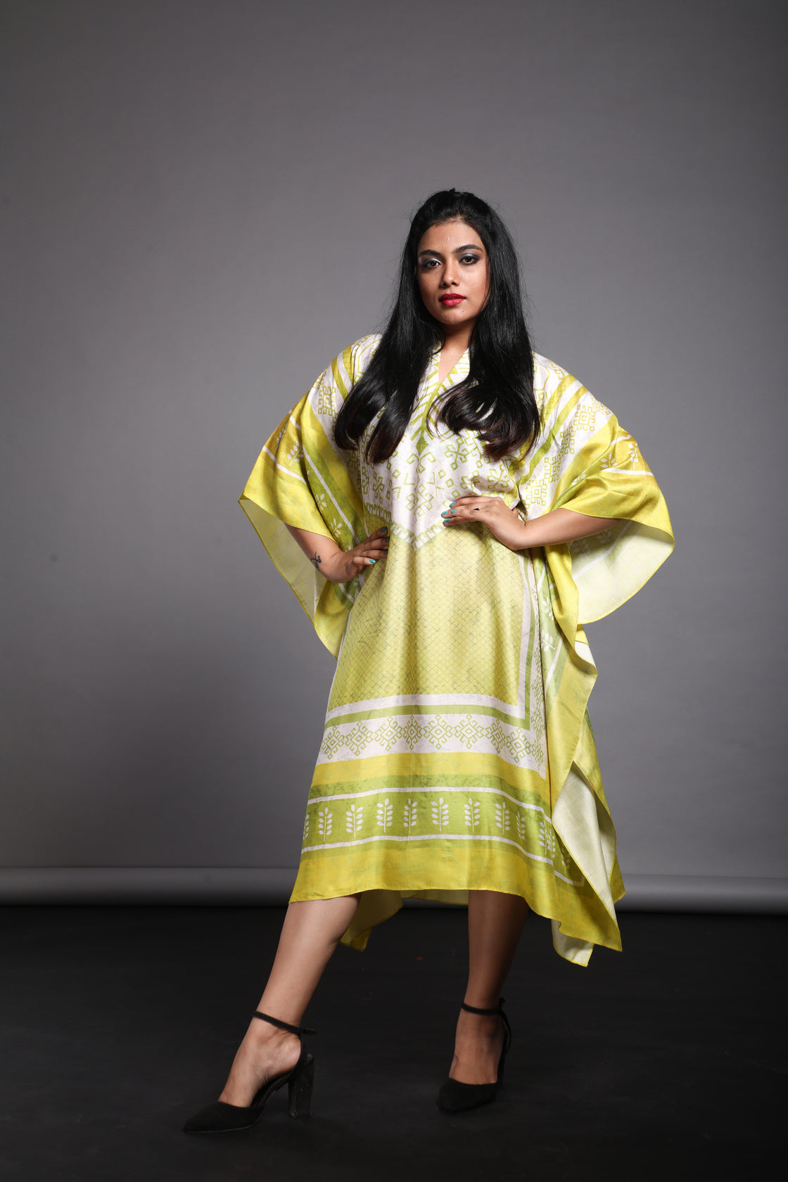 Ishya Satin Print Kaftan