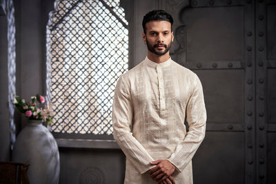 Classic White Cotton Weave Kurta