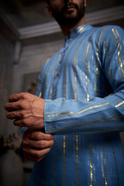 Light Blue Stripes Cotton Weave Kurta