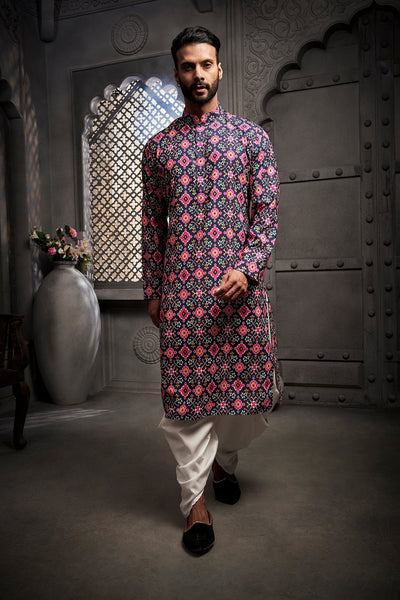 Abstract Purple Cotton Print Kurta