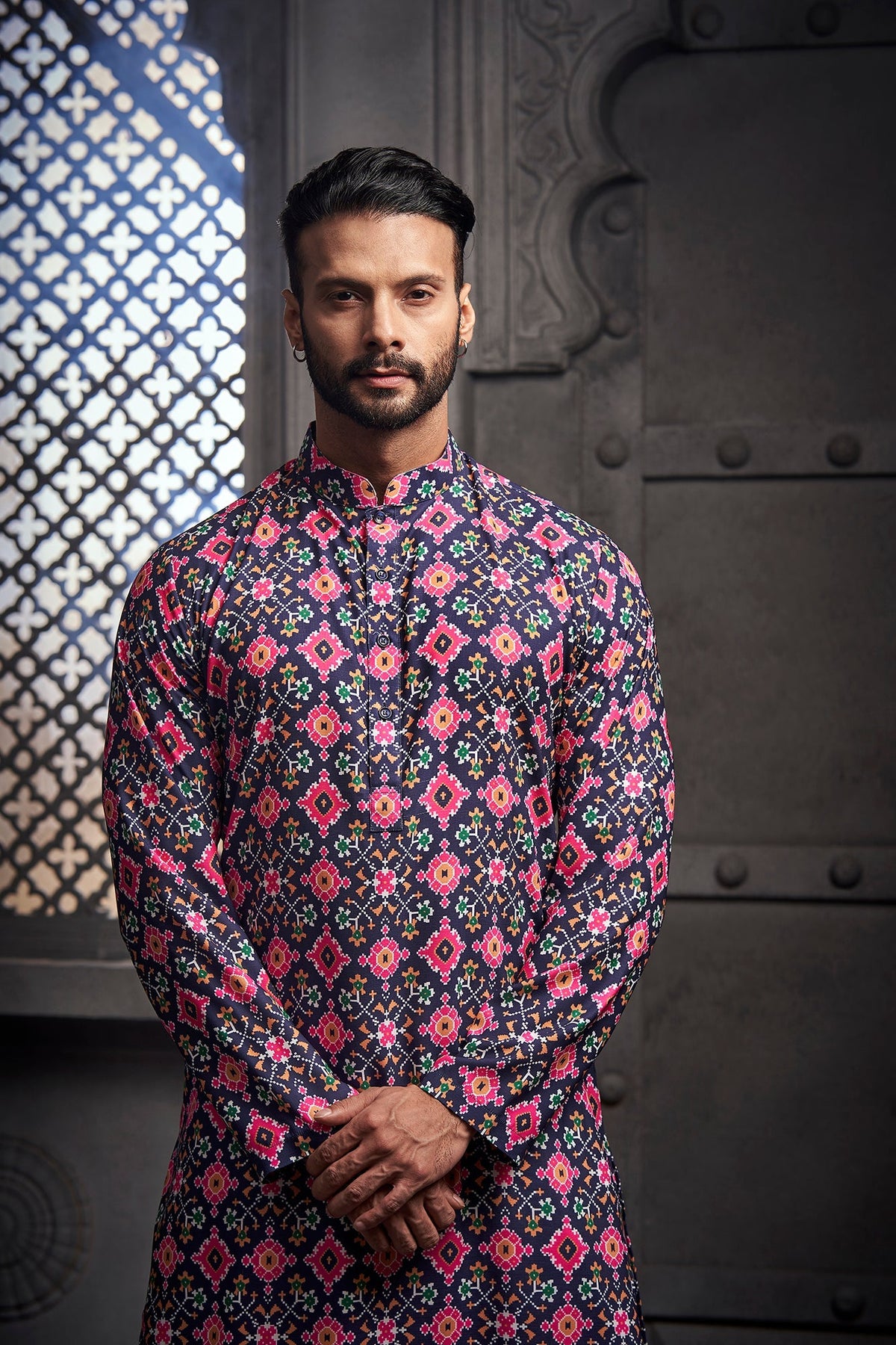 Abstract Purple Cotton Print Kurta