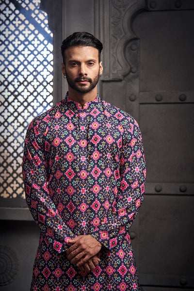 Abstract Purple Cotton Print Kurta