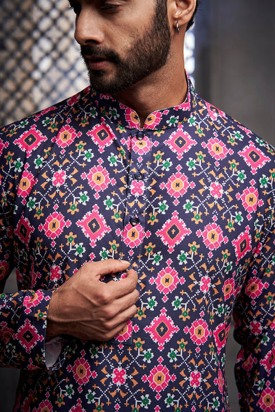 Abstract Purple Cotton Print Kurta