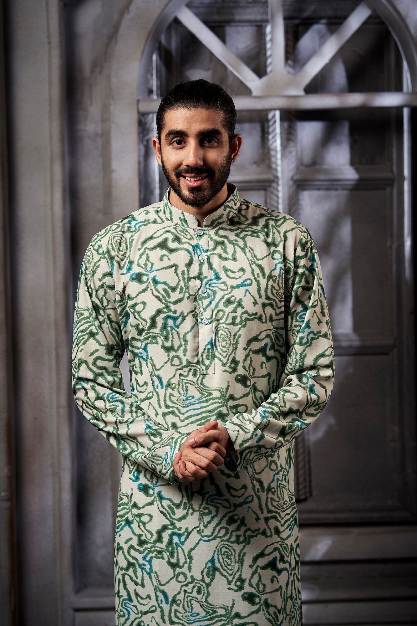 Green Abstract Cotton Print Kurta