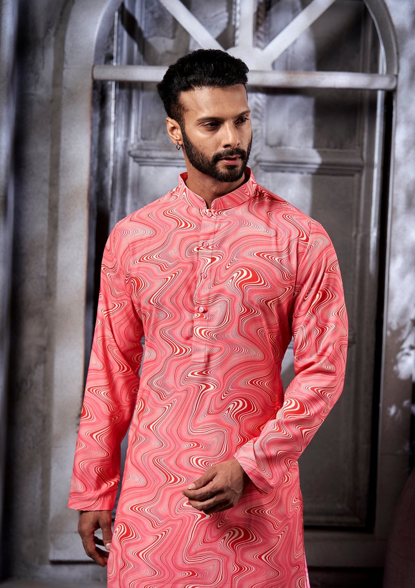 Abstract Wave Cotton Print Kurta