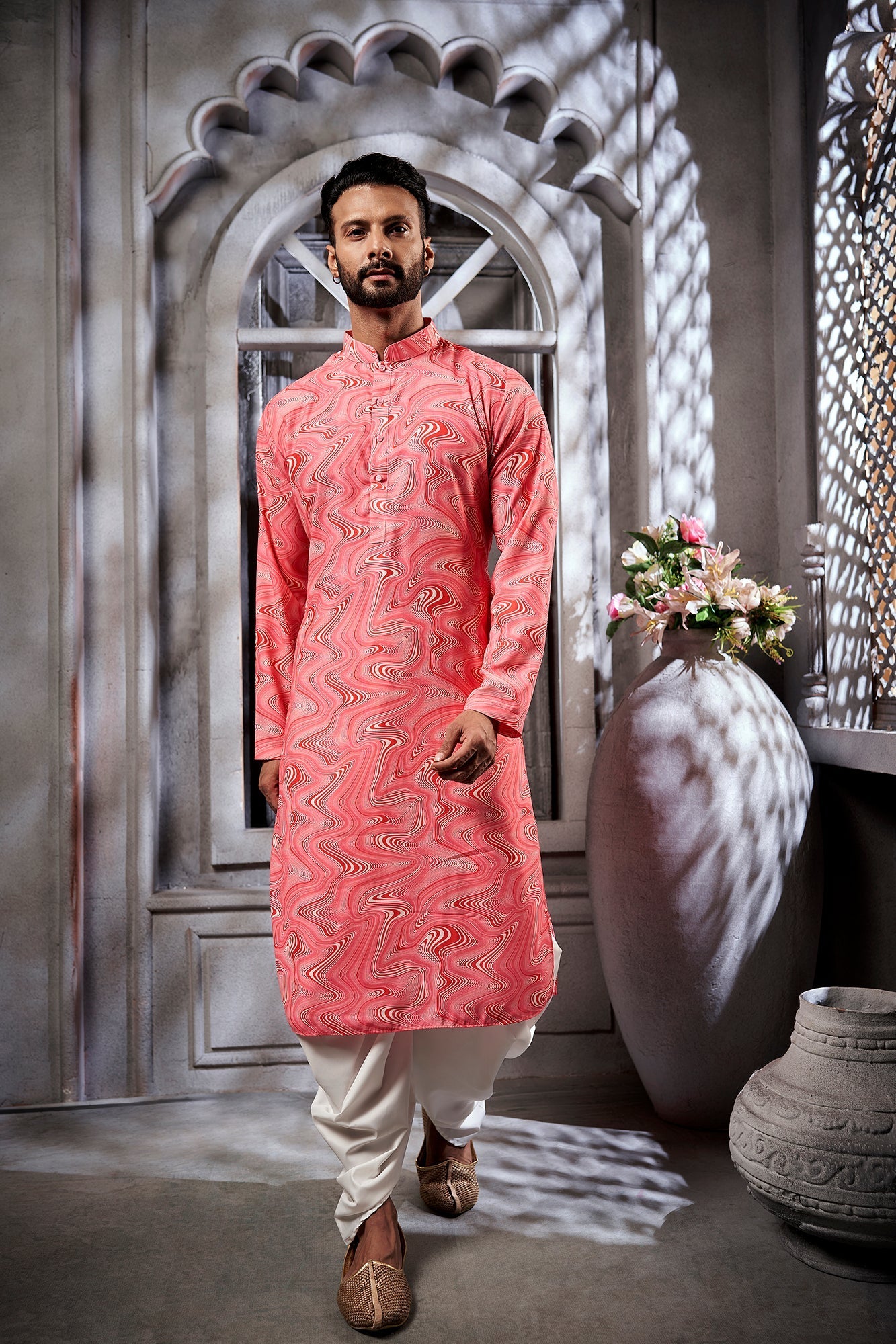 Abstract Wave Cotton Print Kurta
