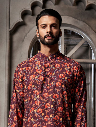 Nature and Floral Cotton Print Kurta