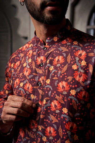 Nature and Floral Cotton Print Kurta