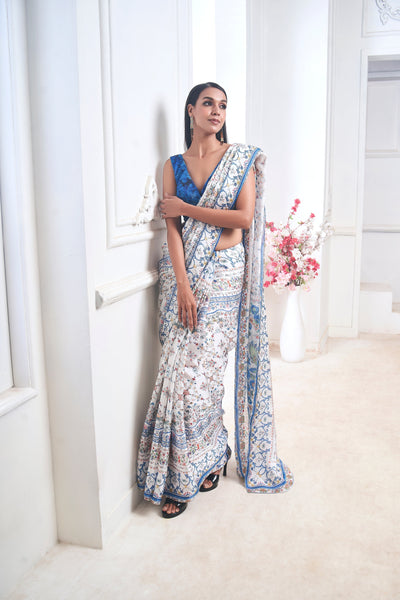 Soothing Birds and Florals Saree