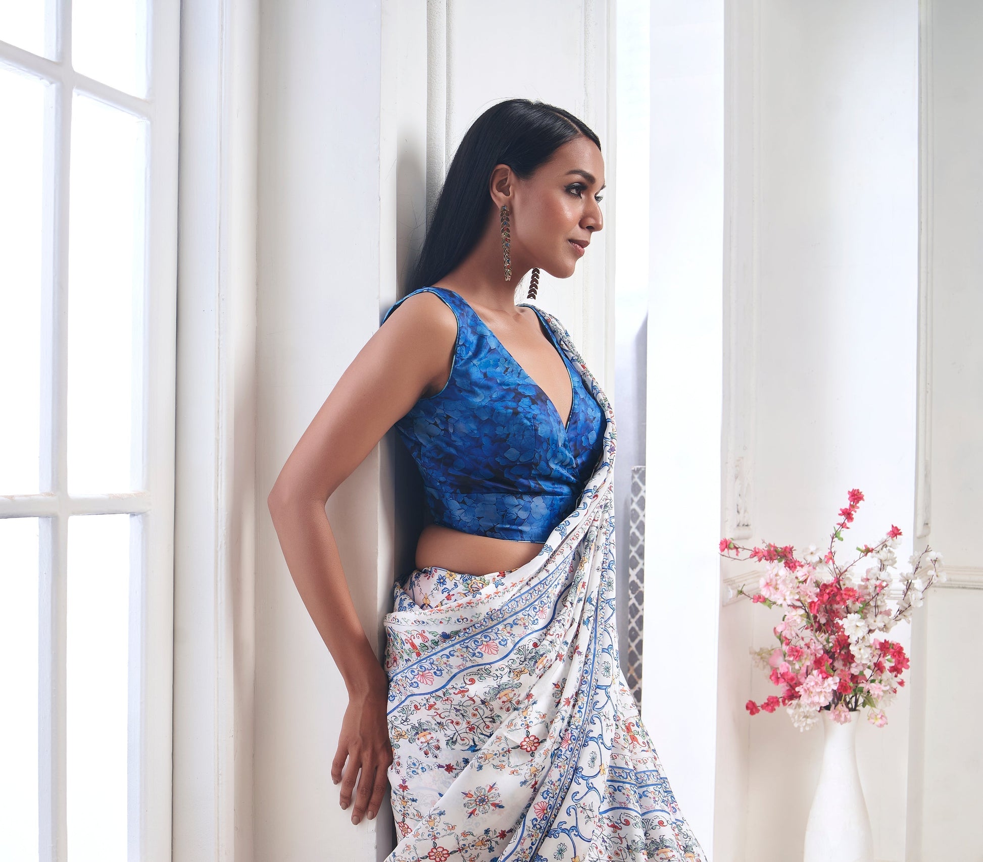 Soothing Birds and Florals Saree