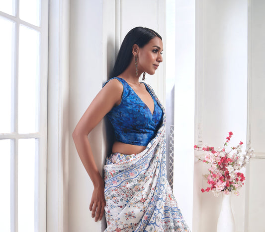 Soothing Birds and Florals Saree