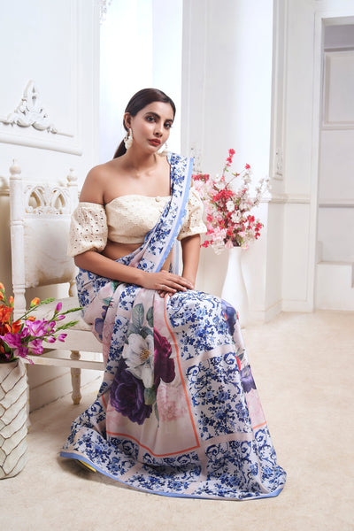 Flourishing Floral Georgette Print Saree
