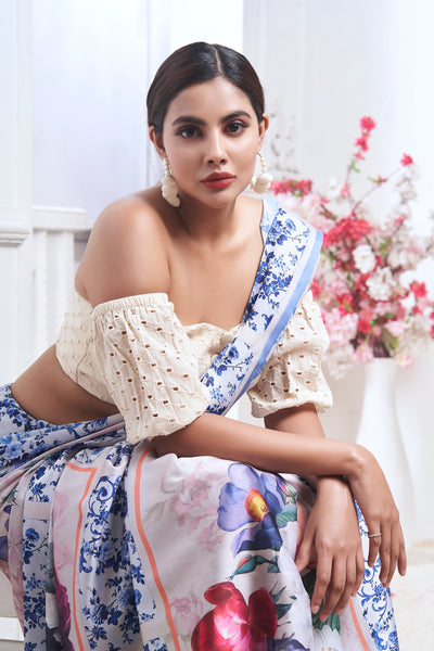 Flourishing Floral Georgette Print Saree