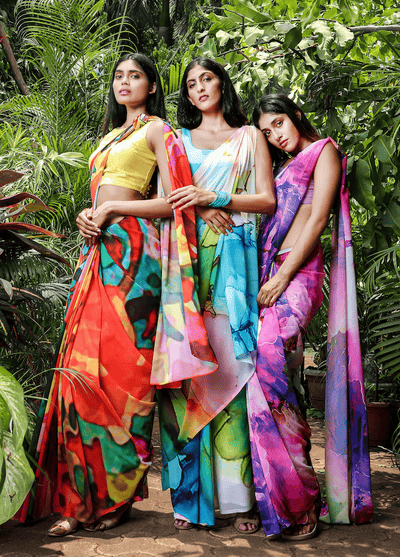 Vibrant Florals Georgette Print Saree