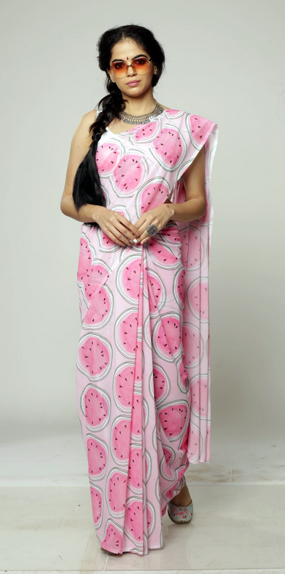 Watermelon Sugar Georgette Print Saree