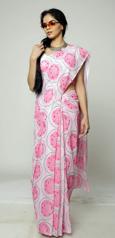 Watermelon Sugar Georgette Print Saree